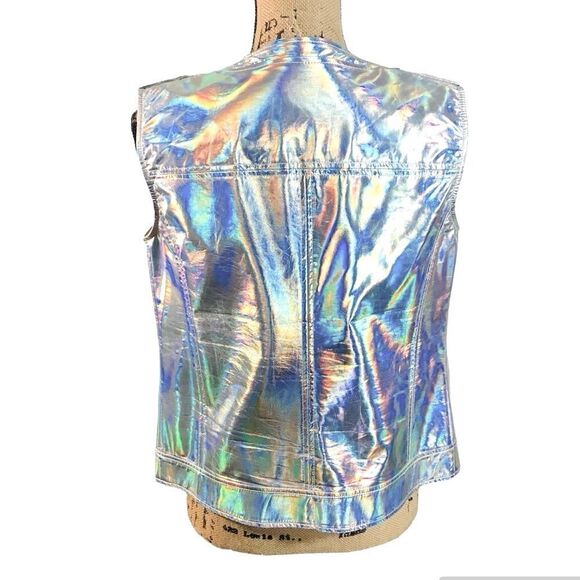 Armani Exchange Metallic Holographic Vest Biker Style Medium - Picture 3 of 5